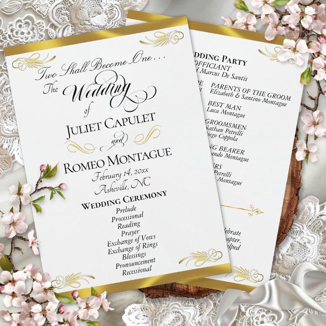 Elegantes Skript - Weiße Perle/Goldene Hochzeit Programm (Von Creator hochgeladen)
