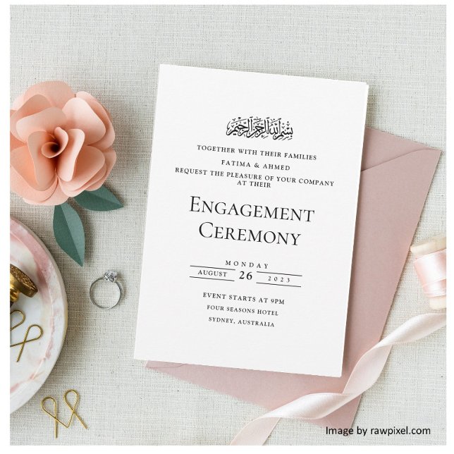 Elegantes Skript White Black Muslim Engagement Par Einladung (Von Creator hochgeladen)