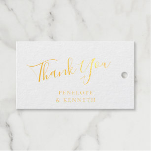 Elegantes Skript White Custom Wedding Danke Gold Geschenkanhänger