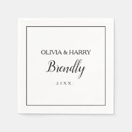 Elegantes Skript | White Wedding Paper Napkin Serviette