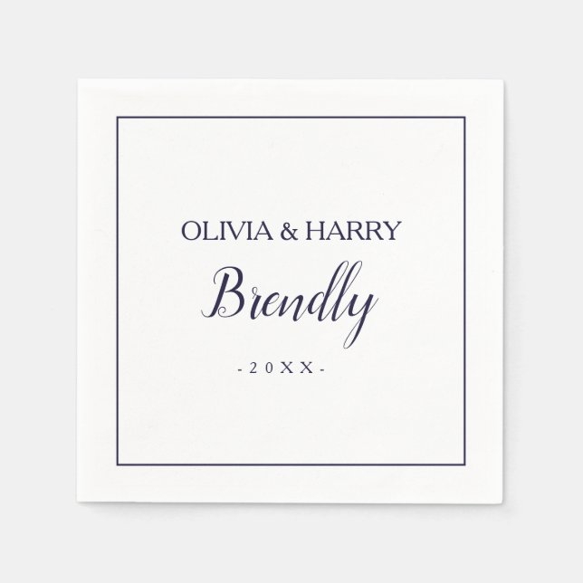 Elegantes Skript | White Wedding Paper Napkin Serviette (Vorderseite)