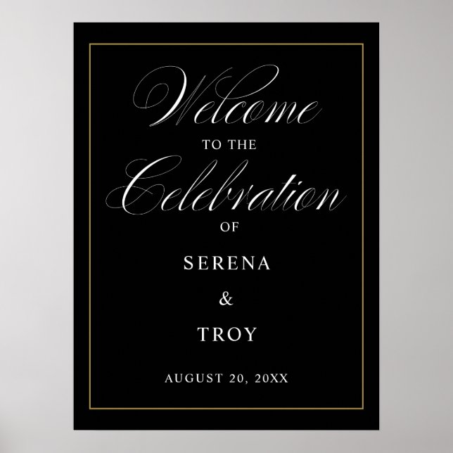 Elegantes Skript Willkommen bei der Feier Poster (Vorne)