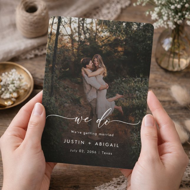 Elegantes Skript Wir machen Rustikale Boho-Foto-Ho Save The Date (Von Creator hochgeladen)