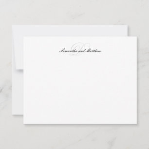 Elegantes Skriptpaar Nachname Initial Monogram Mitteilungskarte