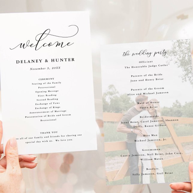 Elegantes Skriptpapier Doppelseitiges Foto-Program Flyer (Von Creator hochgeladen)