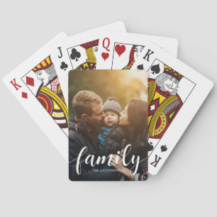 Elegantes Skriptüberlagerungs-Foto "Family" Spielkarten