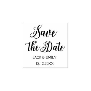Elegantes SkriptWedding Save the Date Gummistempel