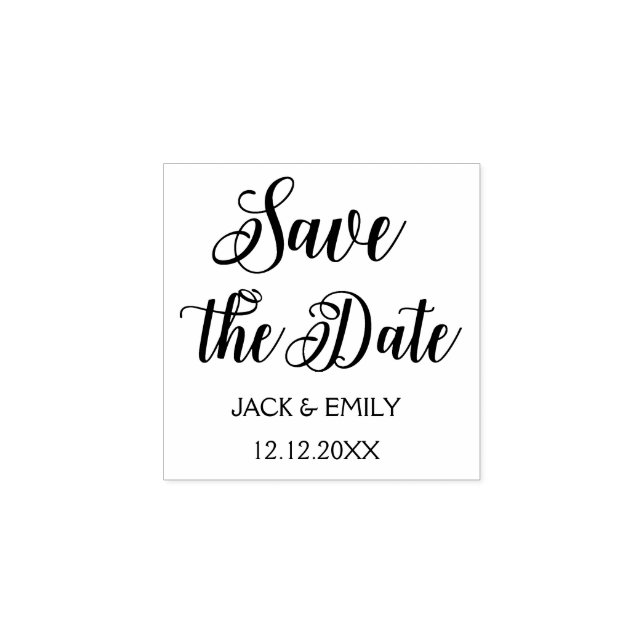 Elegantes SkriptWedding Save the Date Gummistempel (Prägung)