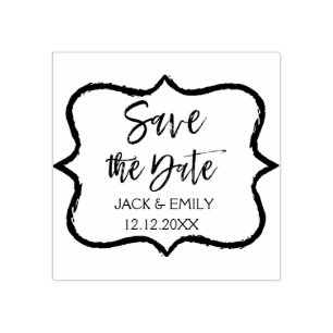 Elegantes SkriptWedding Save the Date Gummistempel