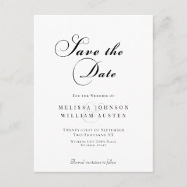 Elegantes SkriptWedding Save the Date Postkarte