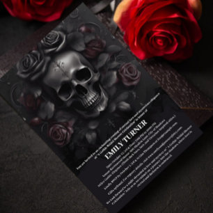 Elegantes Skull & Dark Rose Gotisches Brautparty Einladung