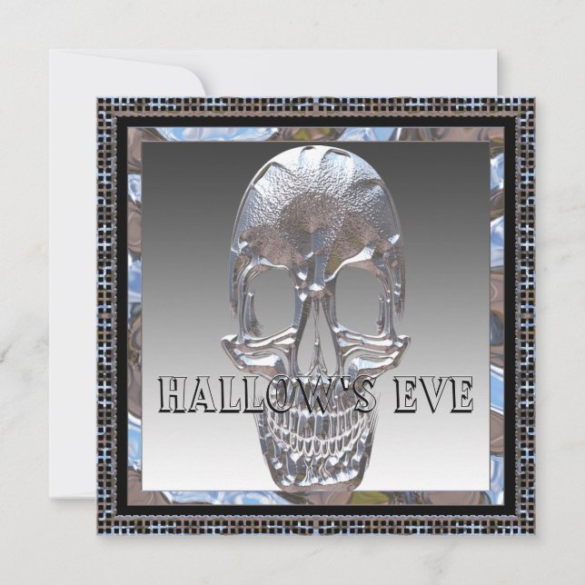 Elegantes Skull Halloween-Party Einladung (Vorderseite)