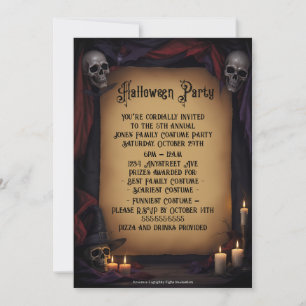 Elegantes Skulls und Candles Halloween-Party Einladung