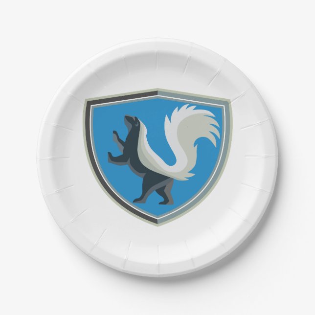 Elegantes Skunk Emblem Wildlife Inspiriert Wappen Pappteller (Vorderseite)