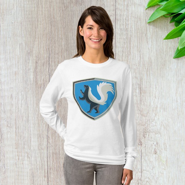 Elegantes Skunk Emblem Wildlife Inspiriert Wappen T-Shirt (Von Creator hochgeladen)