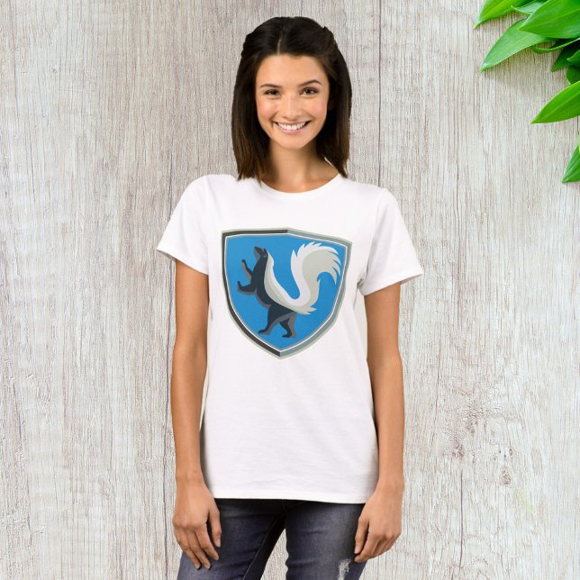 Elegantes Skunk Emblem Wildlife Inspiriert Wappen T-Shirt (Von Creator hochgeladen)