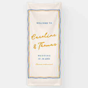 elegantes skurriles Gekritzel Hochzeit Willkommens Banner
