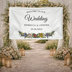 Elegantes skurriles vintage-blumiges Monogramm-Hoc Banner