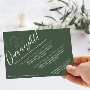Elegantes Slant Script Dark Green Wedding Hotel Bl Begleitkarte