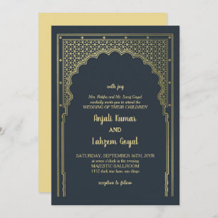 Elegantes Slate Gray Indian Gateway Wedding Einladung
