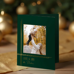 Elegantes Sleek Green/Gold Modernes Deko Style Fot Feiertagskarte