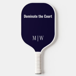 Elegantes Slogan Navy Blue & White   Modernes Mono Pickleball Schläger
