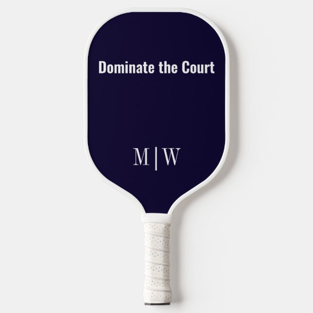 Elegantes Slogan Navy Blue & White | Modernes Mono Pickleball Schläger (Vorderseite)
