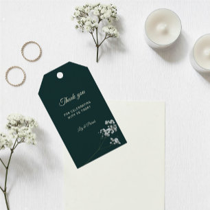 Elegantes Smaragdgrün Baby's Breath Hochzeit Geschenkanhänger