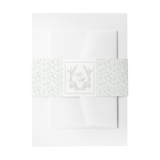Elegantes Smaragdgrün Florales Wappen-Monogramm-Ho Einladungsbanderole
