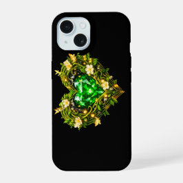 Elegantes Smaragdgrün-Herz-Blumen-iPhone 15-Case iPhone 15 Hülle