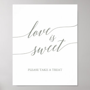 Elegantes Smaragdgrün-Kalligrafie-Schild "Liebe is Poster