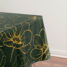 Elegantes Smaragdgrün mit goldfarbenem Tischtuch Tischdecke
