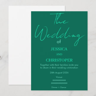 Elegantes Smaragdgrün moderne Typografie Hochzeit Einladung