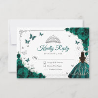 Elegantes Smaragdgrün Silber Quinceanera Antwort