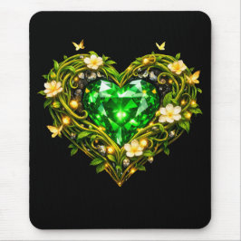 Elegantes Smaragdgrünes Herz Luxus-Maus Mousepad