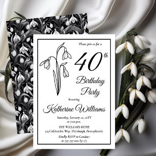 Elegantes Snowdrops 40. Geburtstags-Party Einladung