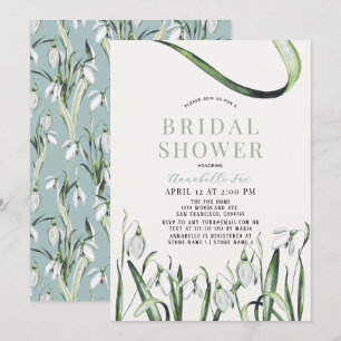 Elegantes Snowdrops Wasserfarbenes Brautparty Einladung