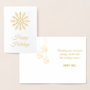 Elegantes Snowflake Corporate Holiday Gold Folienkarte