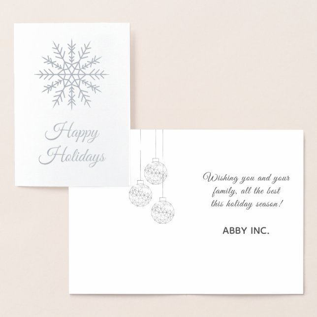 Elegantes Snowflake Corporate Holiday Silver Folienkarte (Anzeige)