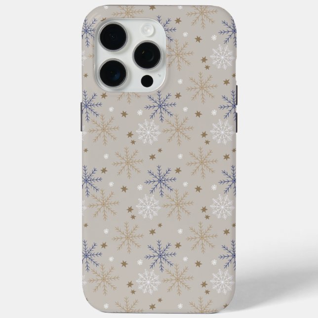 Elegantes Snowflake-Muster Beige Case-Mate iPhone Hülle (Rückseite)