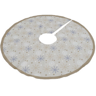 Elegantes Snowflake-Muster Beige Polyester Weihnachtsbaumdecke