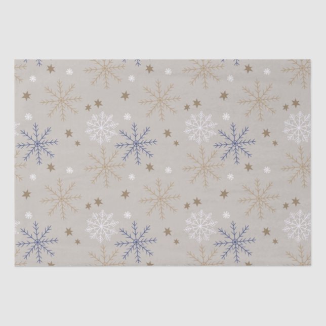 Elegantes Snowflake-Muster Beige Seidenpapier (Vorderseite)