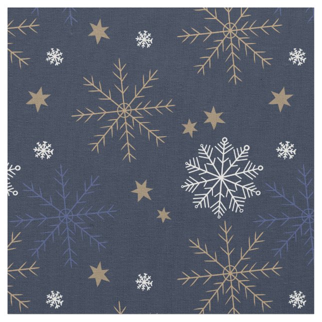 Elegantes Snowflake Muster Dunkelblau Stoff (Nahaufnahme)