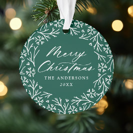 Elegantes Snowflake Wreath Grün Weihnachtsfest Fot Ornament