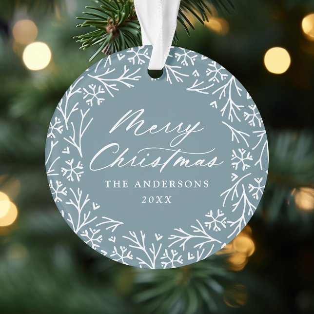 Elegantes Snowflake Wreath Ice Foto Ornament (Von Creator hochgeladen)