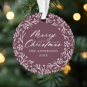 Elegantes Snowflake Wreath Lila Foto Ornament