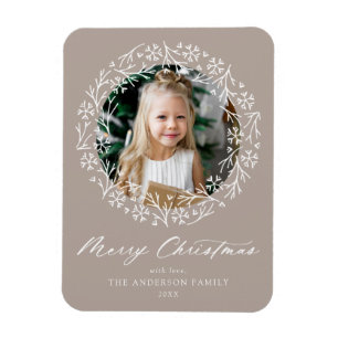 Elegantes Snowflake Wreath Mocha Foto Magnet