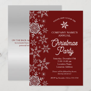 Elegantes Snowflakes Rotes Unternehmen Weihnachten Einladung