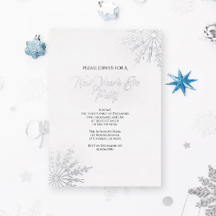 Elegantes Snowflakes Winter Silvester Party Folieneinladung