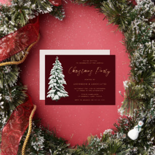 Elegantes Snowy Christmas Tree Weihnachtsbaum Part Folieneinladung